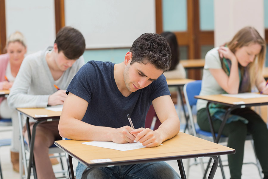 Students taking a test in a classroom in Orlando